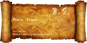 Marc Irma névjegykártya